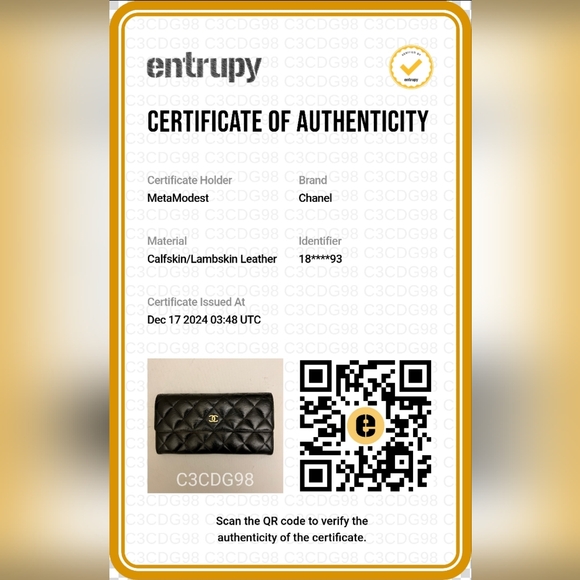 Chanel Matelasse Flap Wallet Black Yellow Lambskin + Entrupy COA - Picture 4 of 16